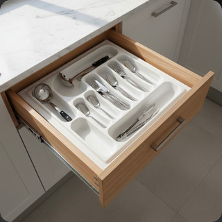 تفکیک کننده جای قاشق و چنگال ABS - 4۶x49 سفید